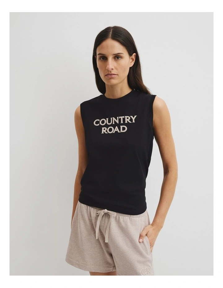 Australian Cotton Cr Tank in Black image 1