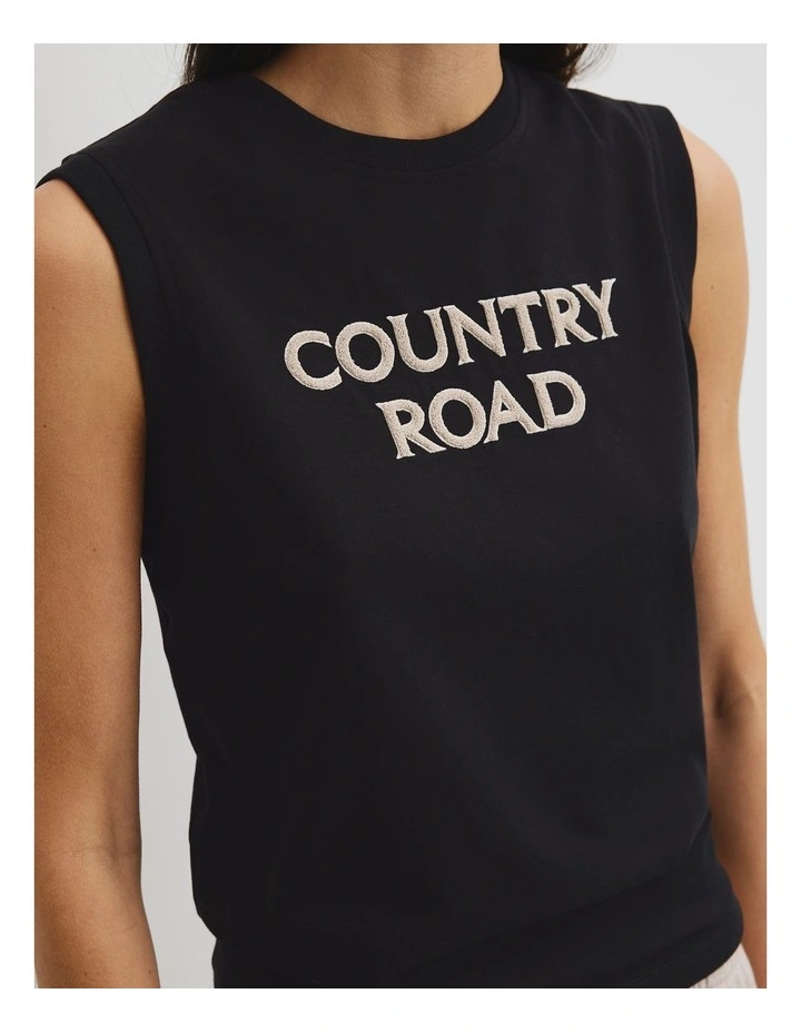 Australian Cotton Cr Tank in Black image 2