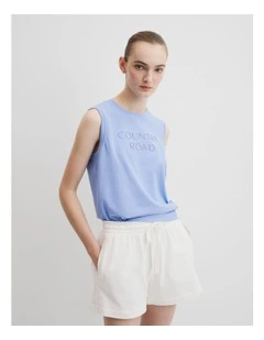Australian Cotton Cr Tank in Cornflower