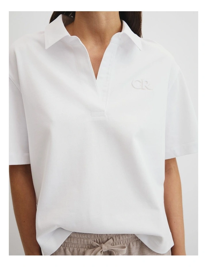 Australian Cotton Cr Rugby Top in White image 3