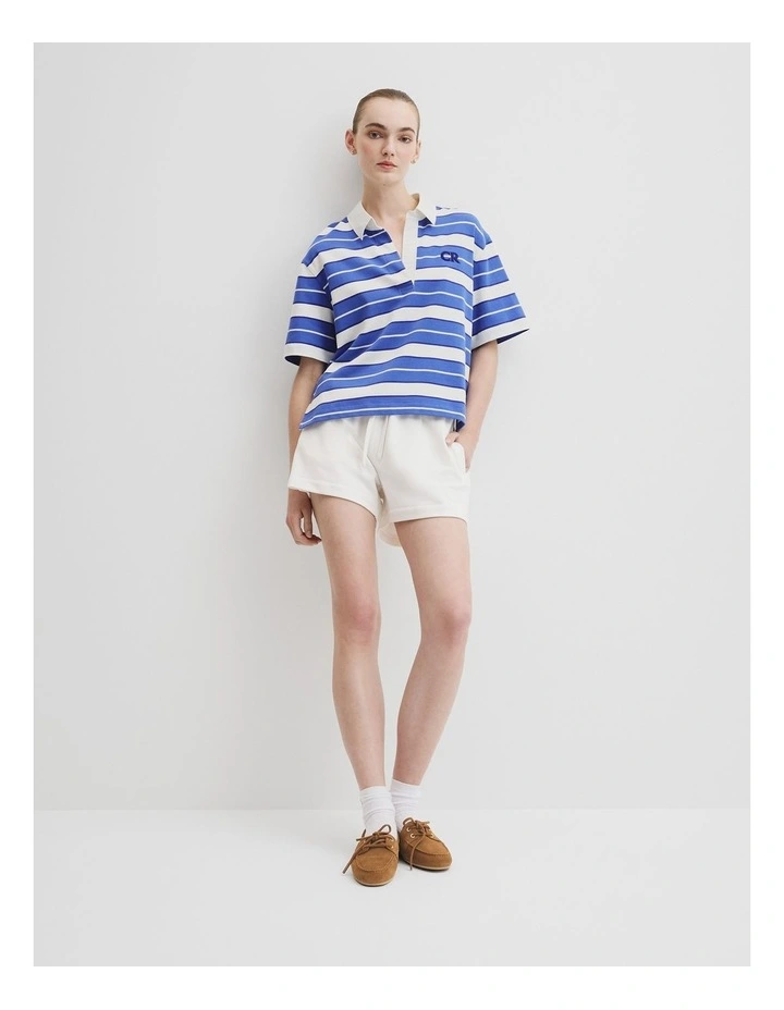 Australian Cotton Stripe Cr Rugby Top in Bay Blue Stripe image 1