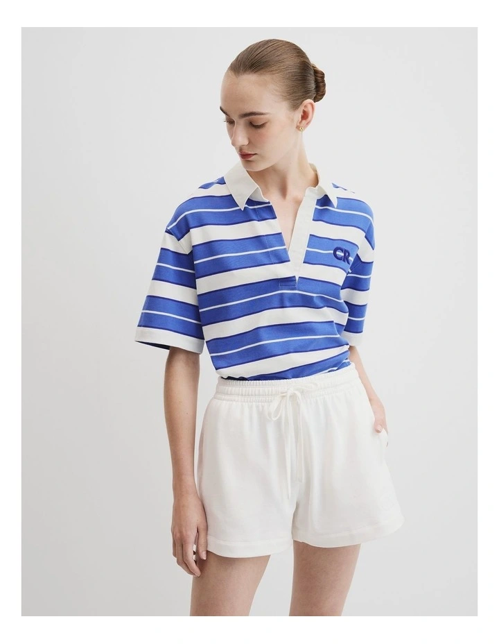 Australian Cotton Stripe Cr Rugby Top in Bay Blue Stripe image 3