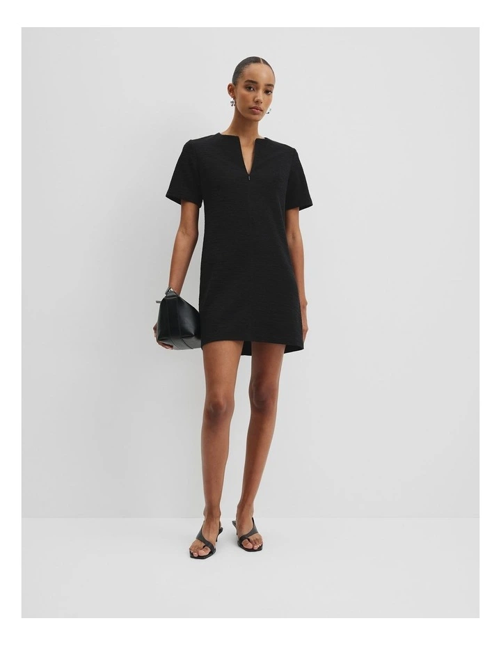 Textured Mini Dress in Black image 1