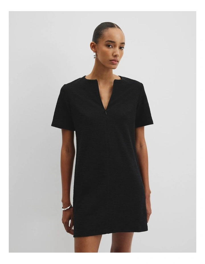 Textured Mini Dress in Black image 2
