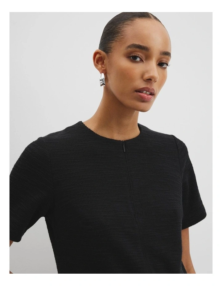 Textured Mini Dress in Black image 3