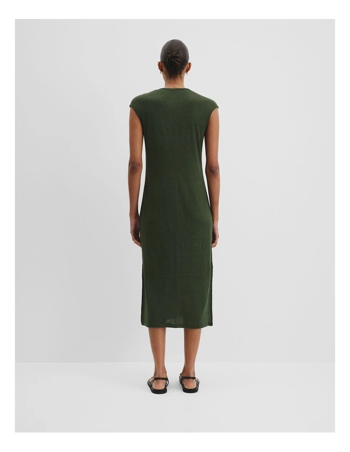 Linen Jersey Dress in Dark Fern image 4