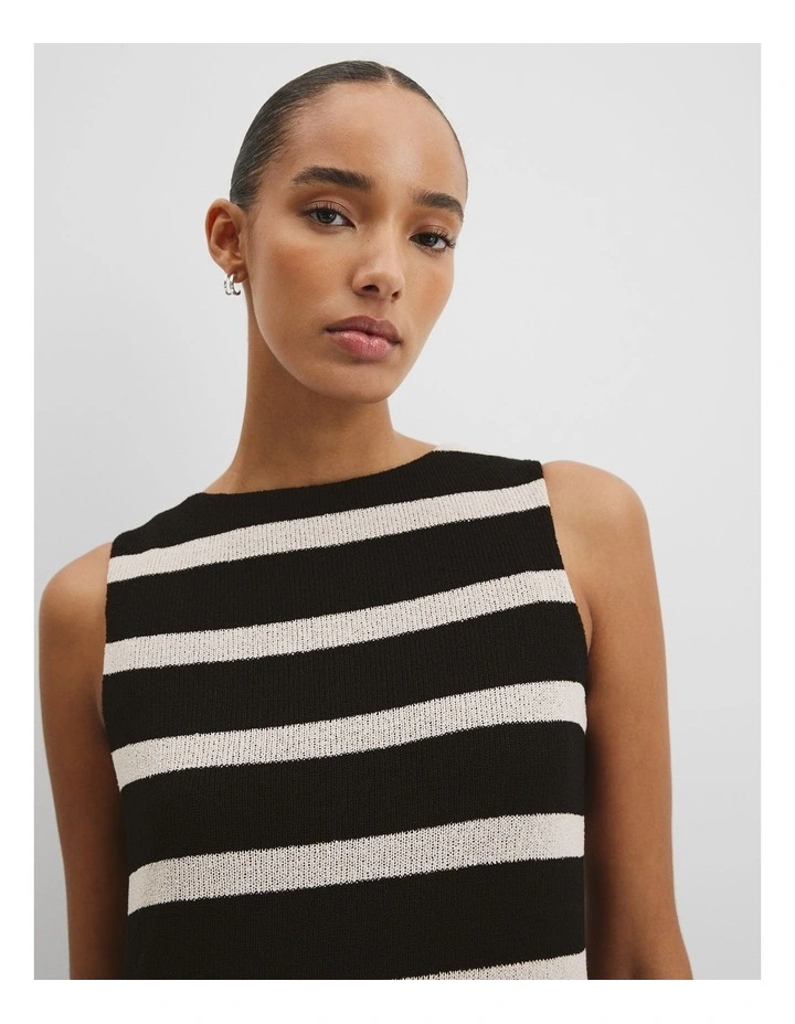 Textured Dress in Black Stripe image 2