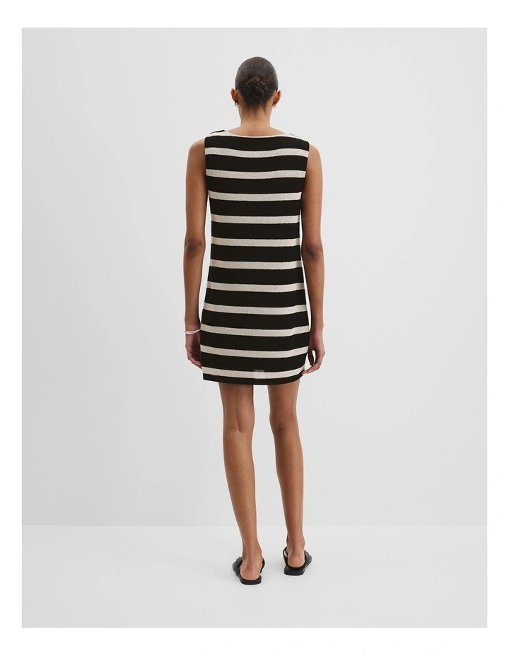 Textured Dress in Black Stripe image 4