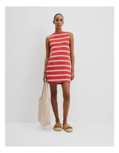 Stripe Textured Dress in Cayenne Stripe