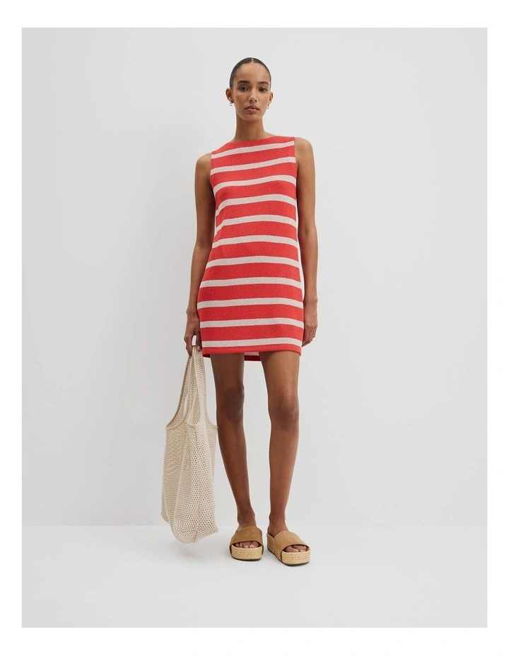 Stripe Textured Dress in Cayenne Stripe image 1
