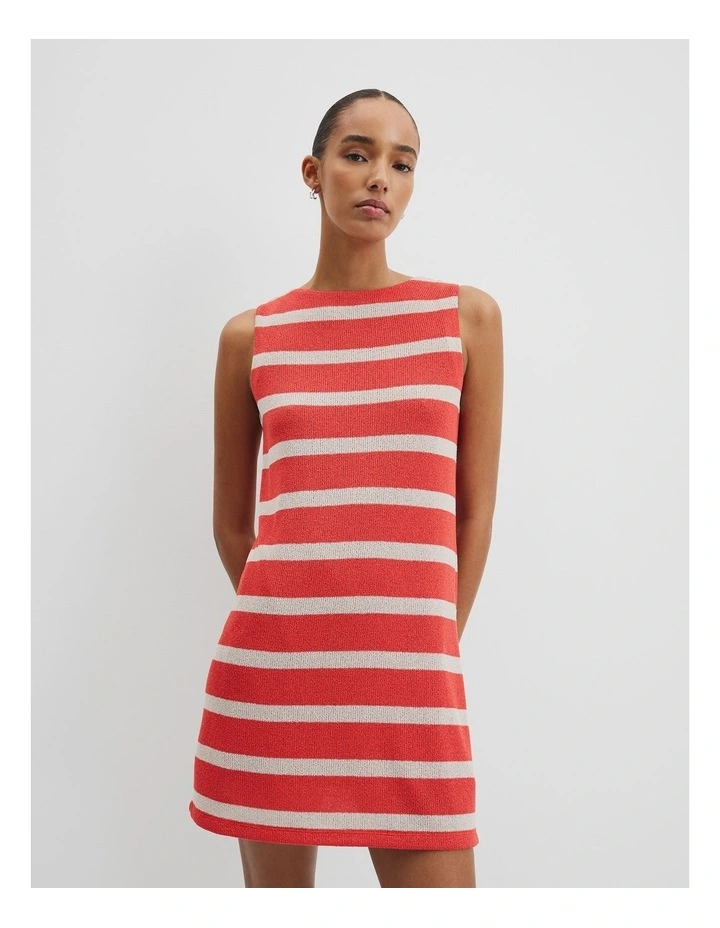 Stripe Textured Dress in Cayenne Stripe image 2