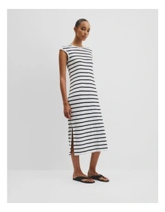 Stripe Linen Jersey Dress in Black Stripe