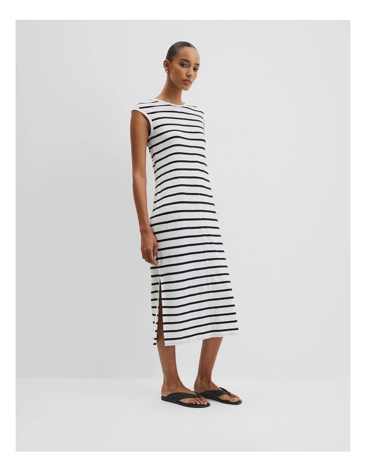 Stripe Linen Jersey Dress in Black Stripe image 1