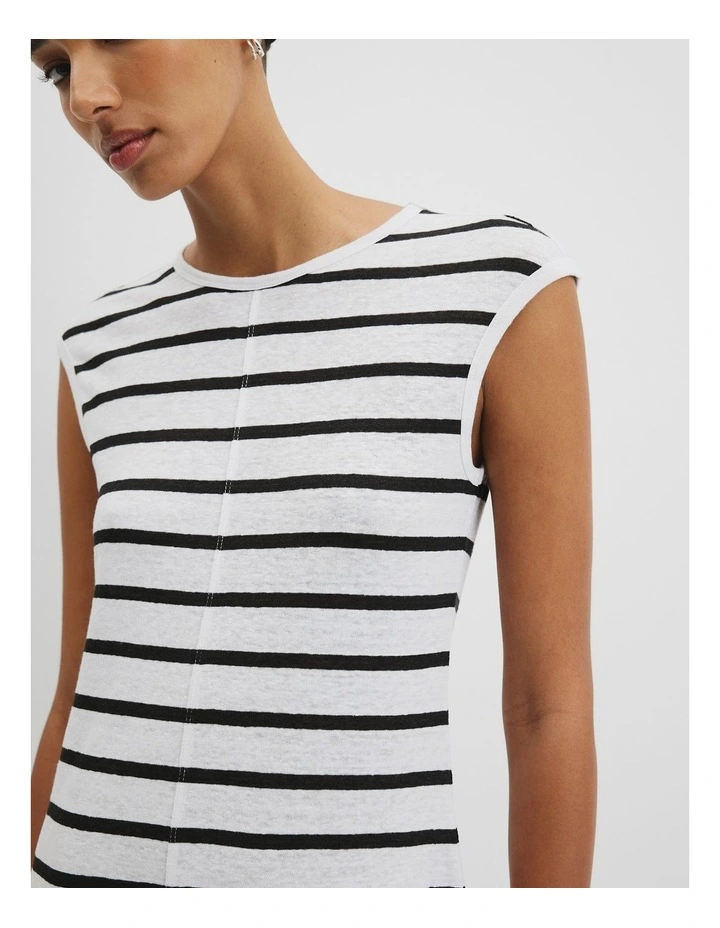 Stripe Linen Jersey Dress in Black Stripe image 2