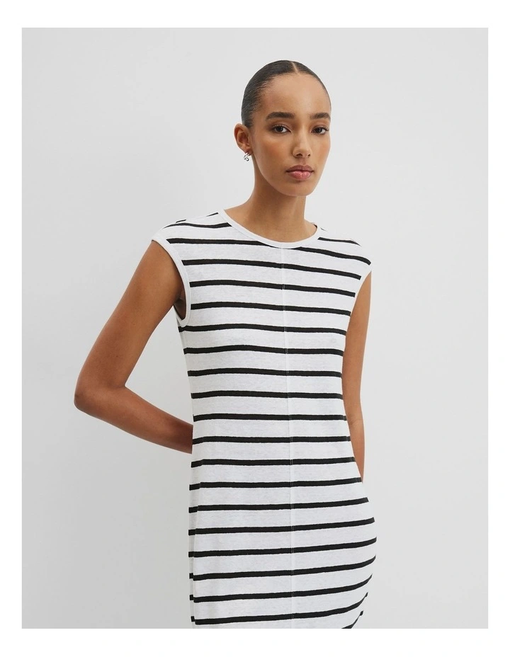 Stripe Linen Jersey Dress in Black Stripe image 3