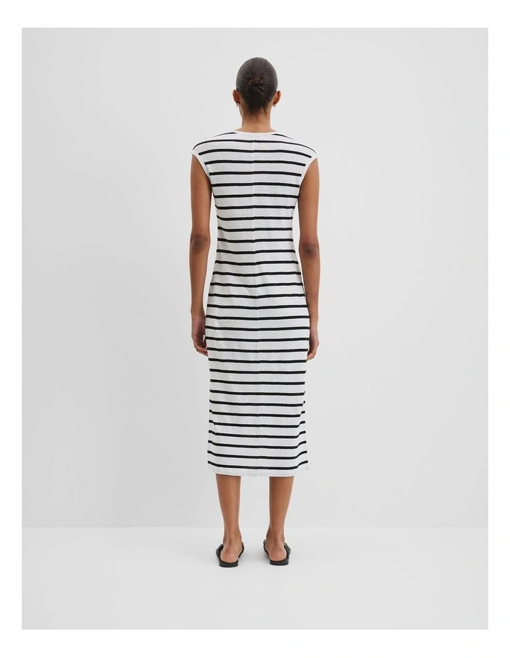 Stripe Linen Jersey Dress in Black Stripe image 4