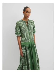 Scarf Print Maxi Dress in Fern Scarf Print