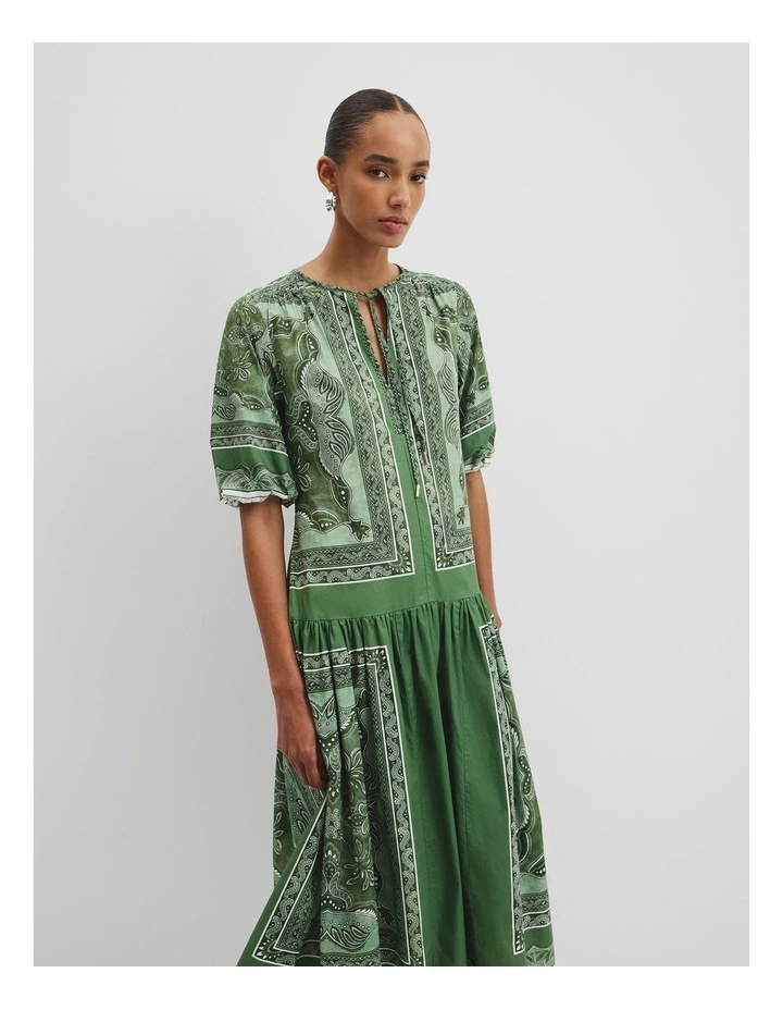 Scarf Print Maxi Dress in Fern Scarf Print image 1