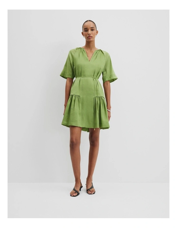 Tiered Mini Dress in Kiwi image 1