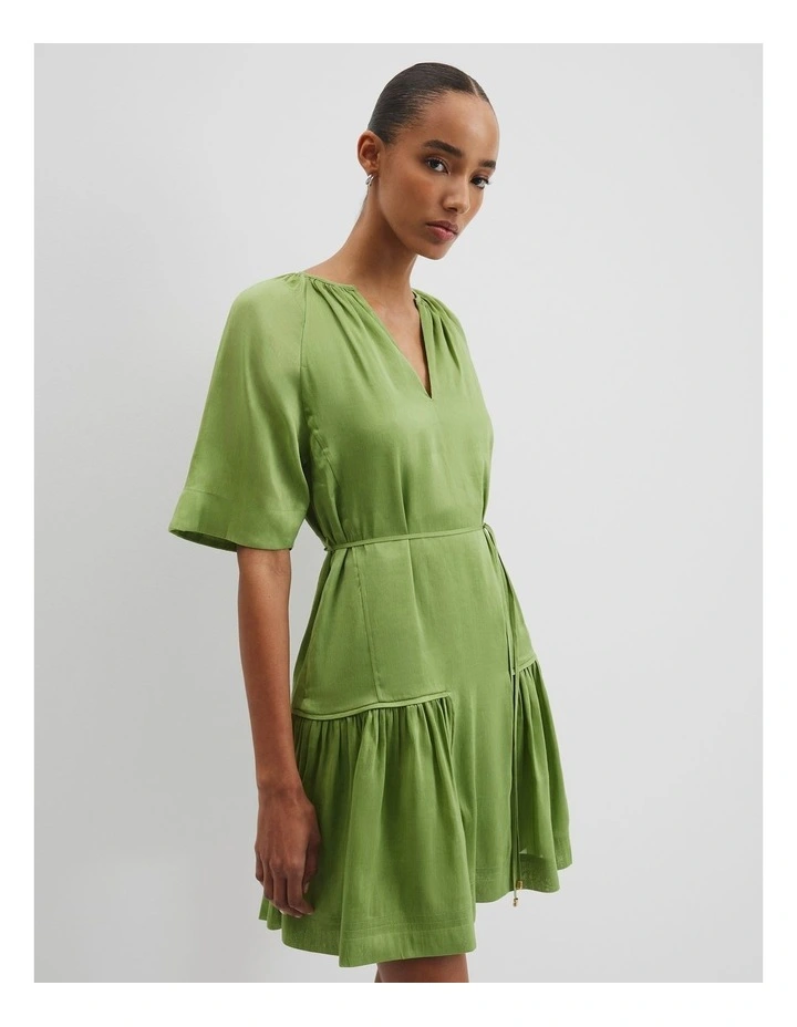 Tiered Mini Dress in Kiwi image 2