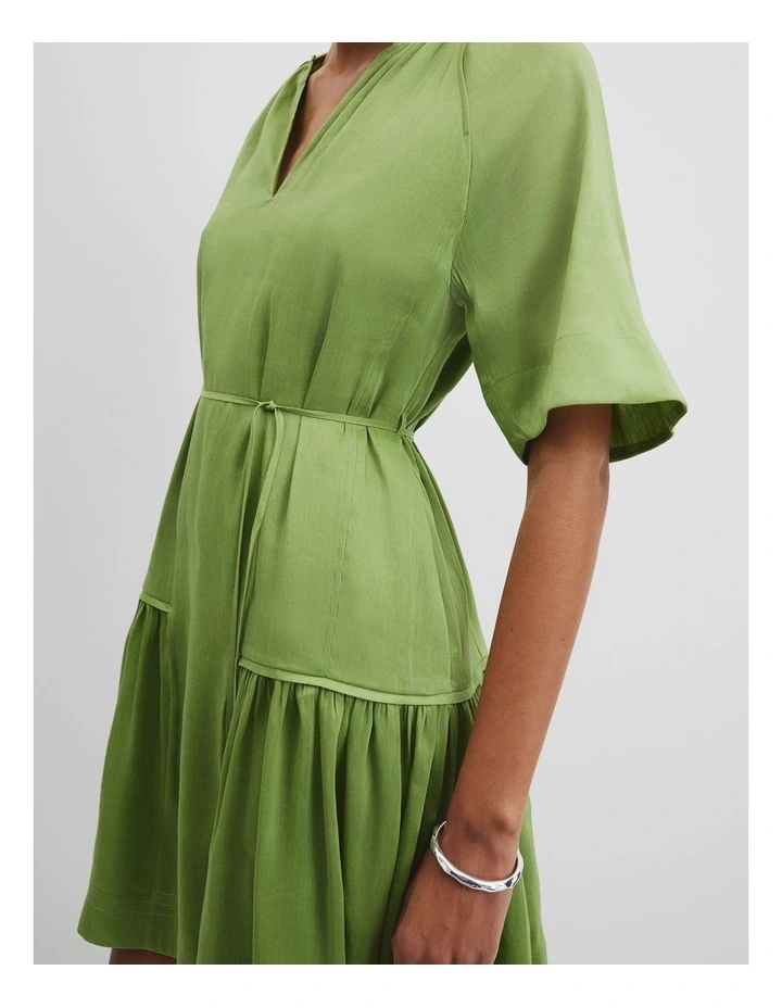 Tiered Mini Dress in Kiwi image 3