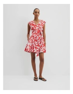 Print Tier Mini Dress in Cayenne Palm Geo