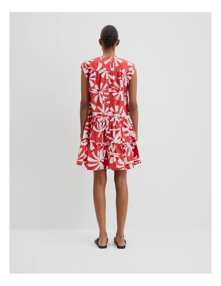 Print Tier Mini Dress in Cayenne Palm Geo image 4