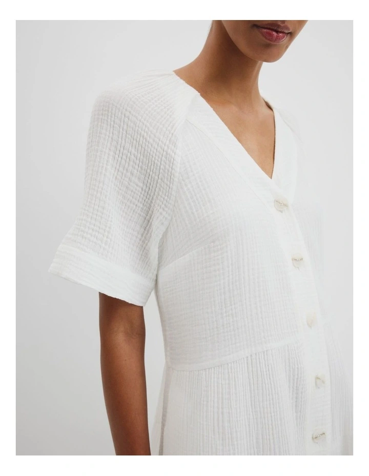 Tiered Mini Dress in White image 2