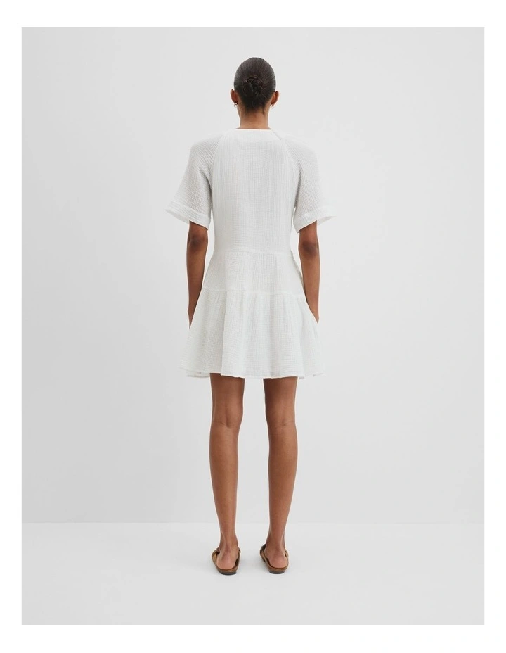 Tiered Mini Dress in White image 4