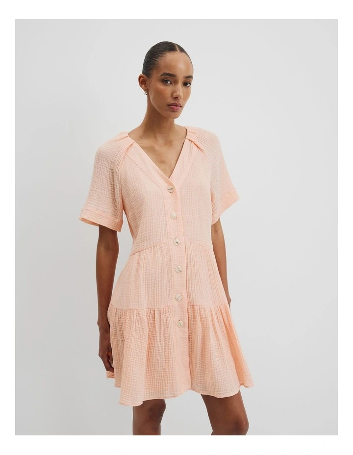 Tiered Mini Dress in Guava Tint image 1