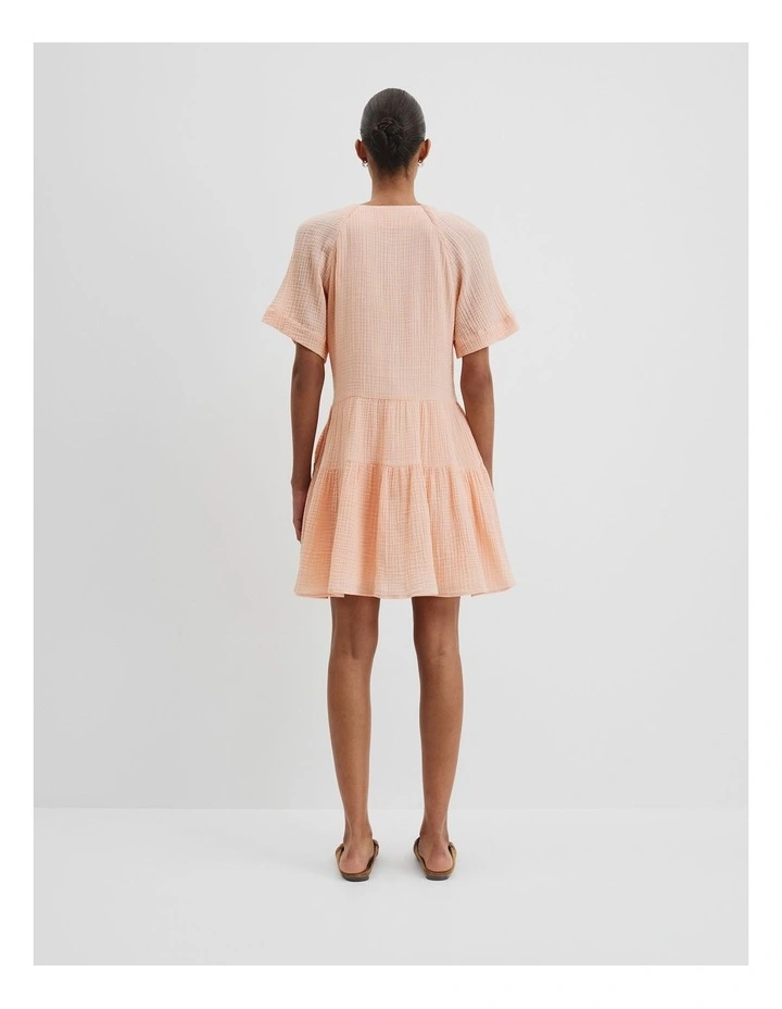 Tiered Mini Dress in Guava Tint image 4
