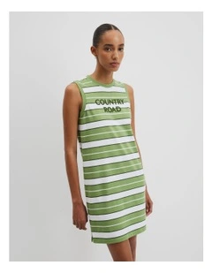 Australian Cotton Stripe Dress in Kiwi Multi Stripe