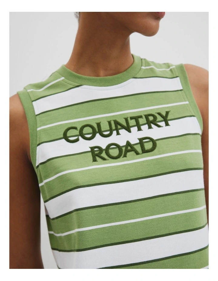 Australian Cotton Stripe Dress in Kiwi Multi Stripe image 2