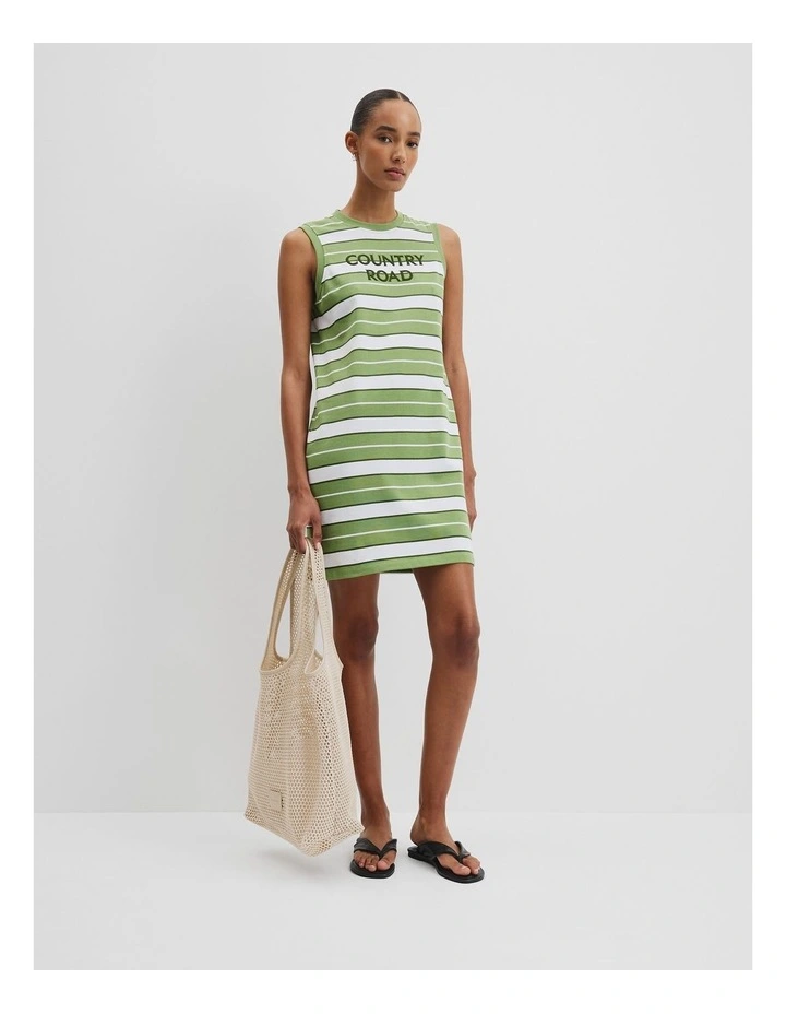 Australian Cotton Stripe Dress in Kiwi Multi Stripe image 3
