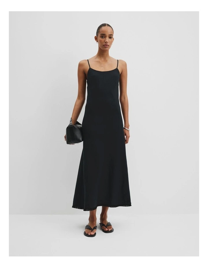 Organically Grown Linen Slip Dress in Black image 1