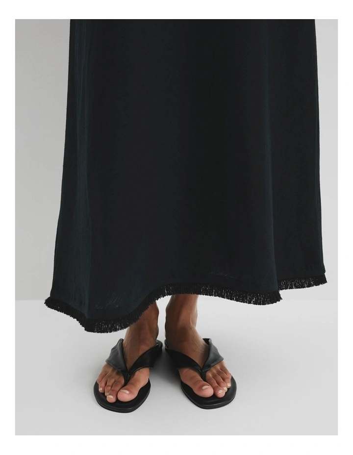 Organically Grown Linen Slip Dress in Black image 2