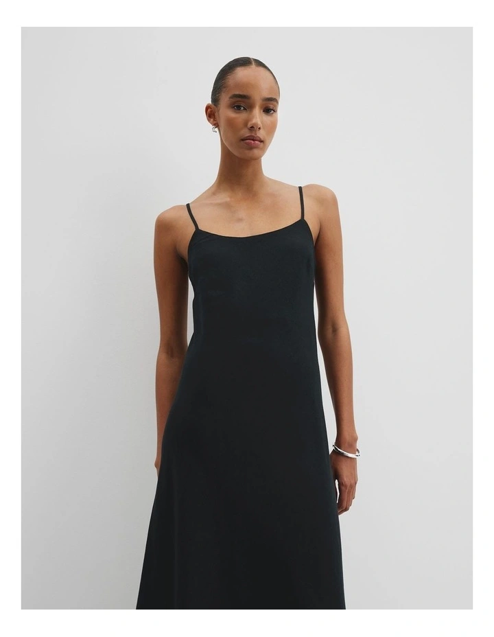 Organically Grown Linen Slip Dress in Black image 3