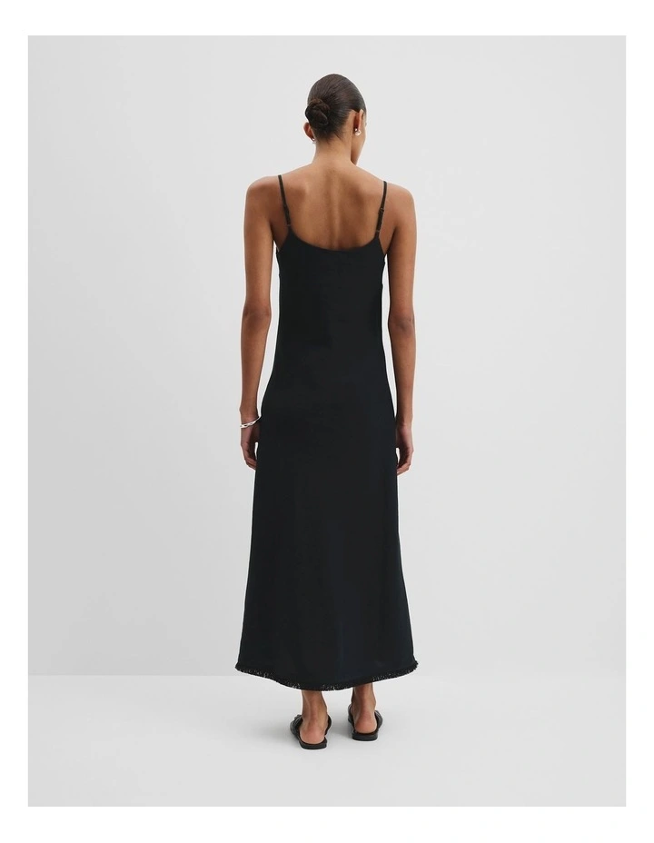 Organically Grown Linen Slip Dress in Black image 4