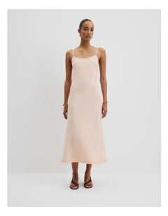 Organically Grown Linen Slip Dress in Guava Tint