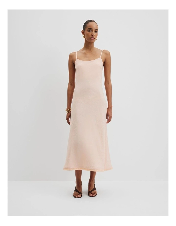 Organically Grown Linen Slip Dress in Guava Tint image 1