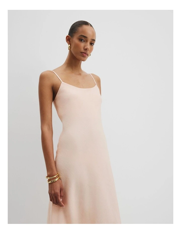 Organically Grown Linen Slip Dress in Guava Tint image 2