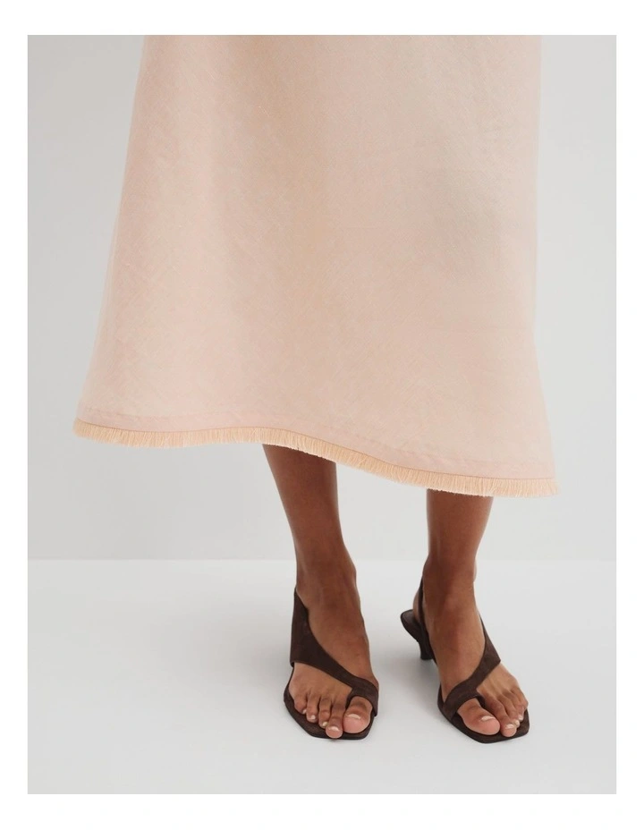 Organically Grown Linen Slip Dress in Guava Tint image 3