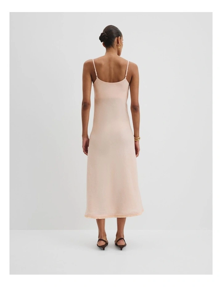 Organically Grown Linen Slip Dress in Guava Tint image 4