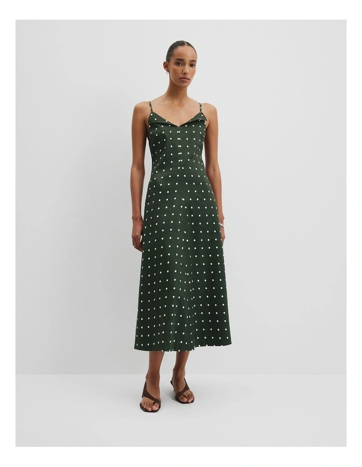 Print Stretch Slip Dress in Fern Spot image 1