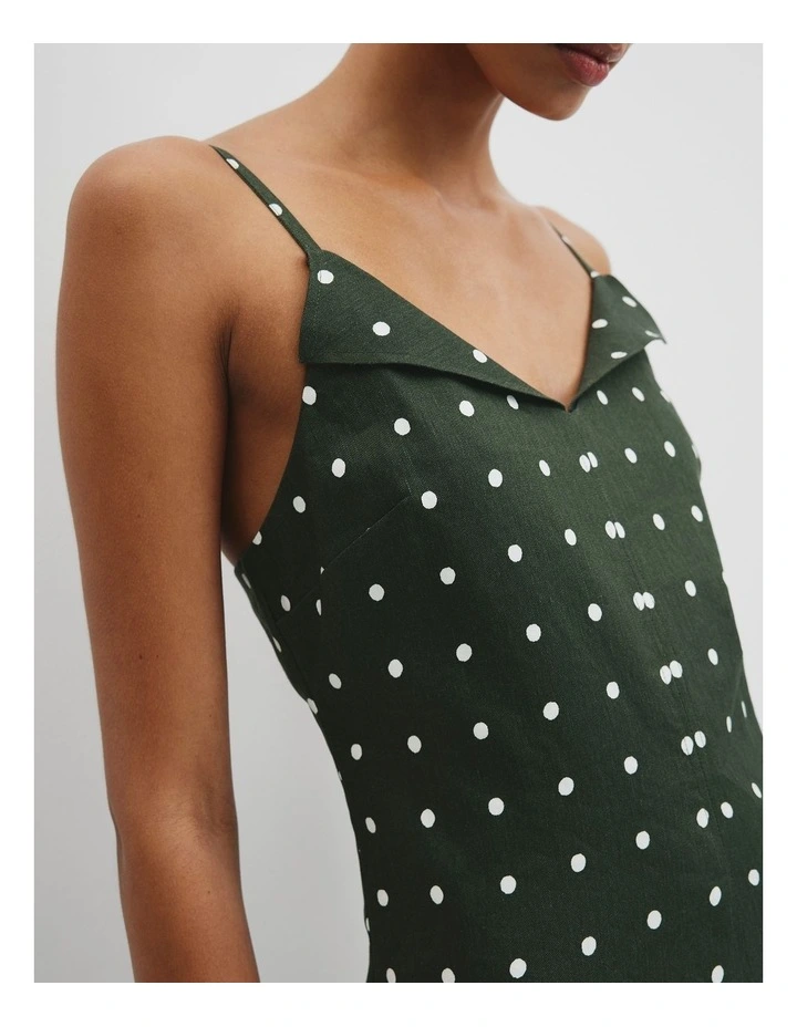Print Stretch Slip Dress in Fern Spot image 2