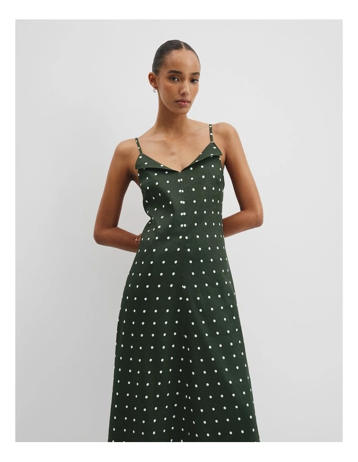 Print Stretch Slip Dress in Fern Spot image 3