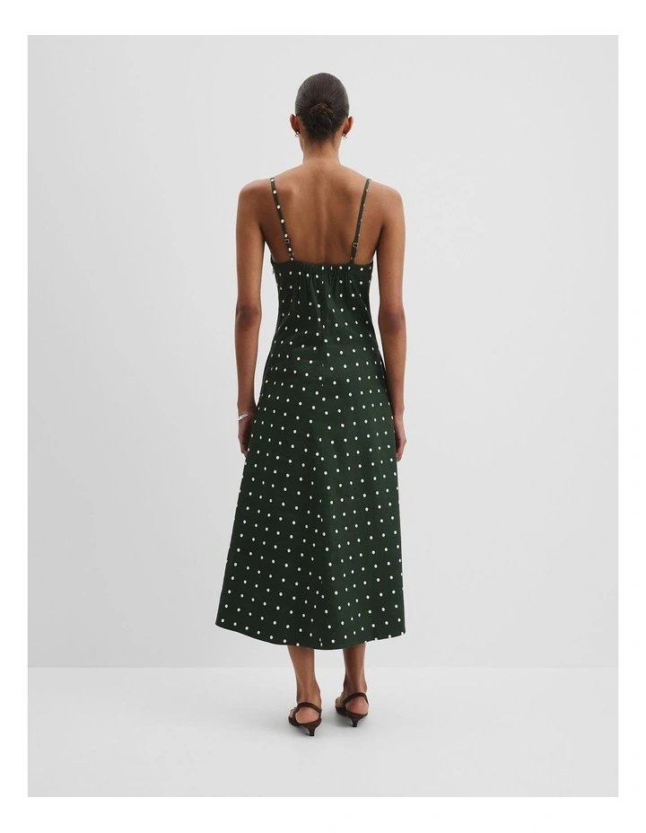 Print Stretch Slip Dress in Fern Spot image 4