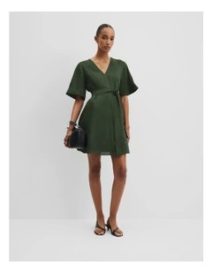 Panelled Mini Dress in Dark Fern