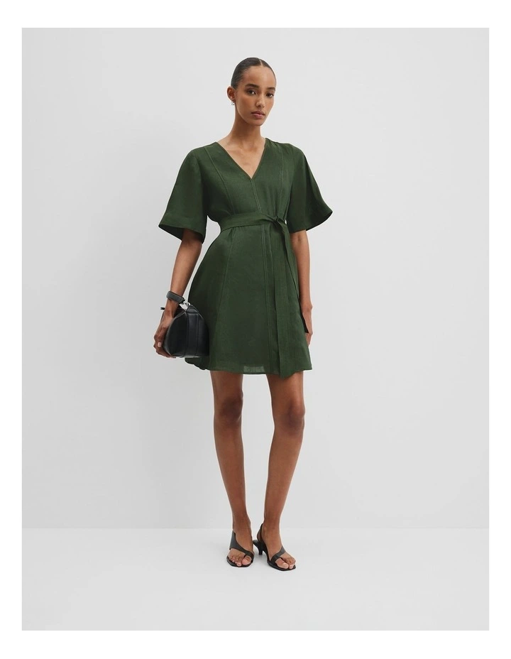 Panelled Mini Dress in Dark Fern image 1