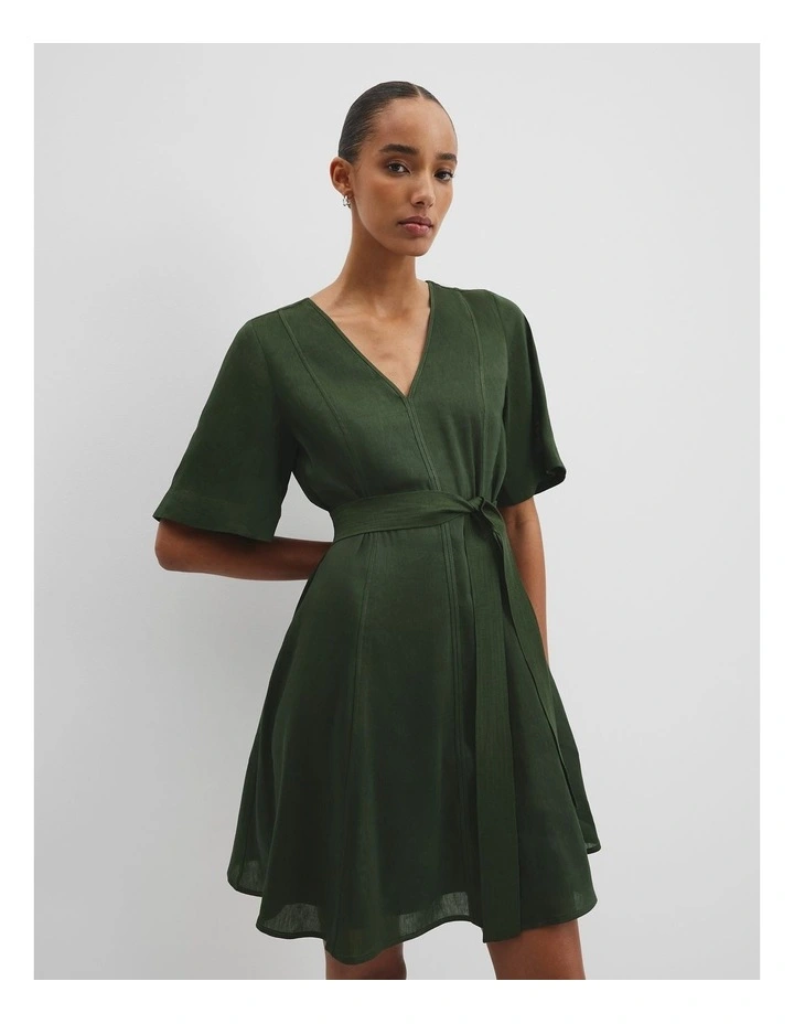 Panelled Mini Dress in Dark Fern image 2